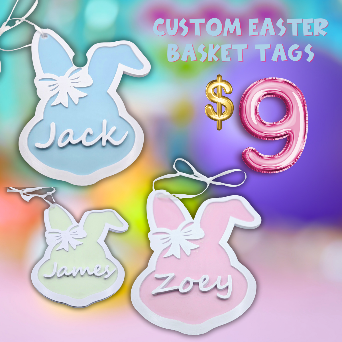 Bunny Custom Easter Basket Tags