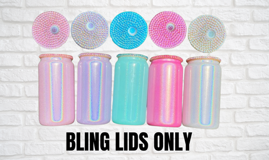 PLASTIC BLING LIDS FOR 16OZ GLASS CANS