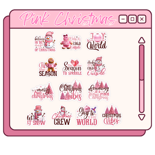 Pink Christmas Stickers
