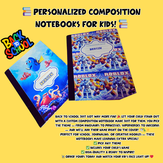 ✨📚 Personalized Composition Notebooks for Kids! 📚✨