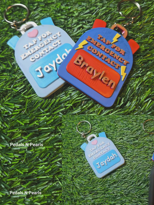 Emergency Contact Book Bag Tags